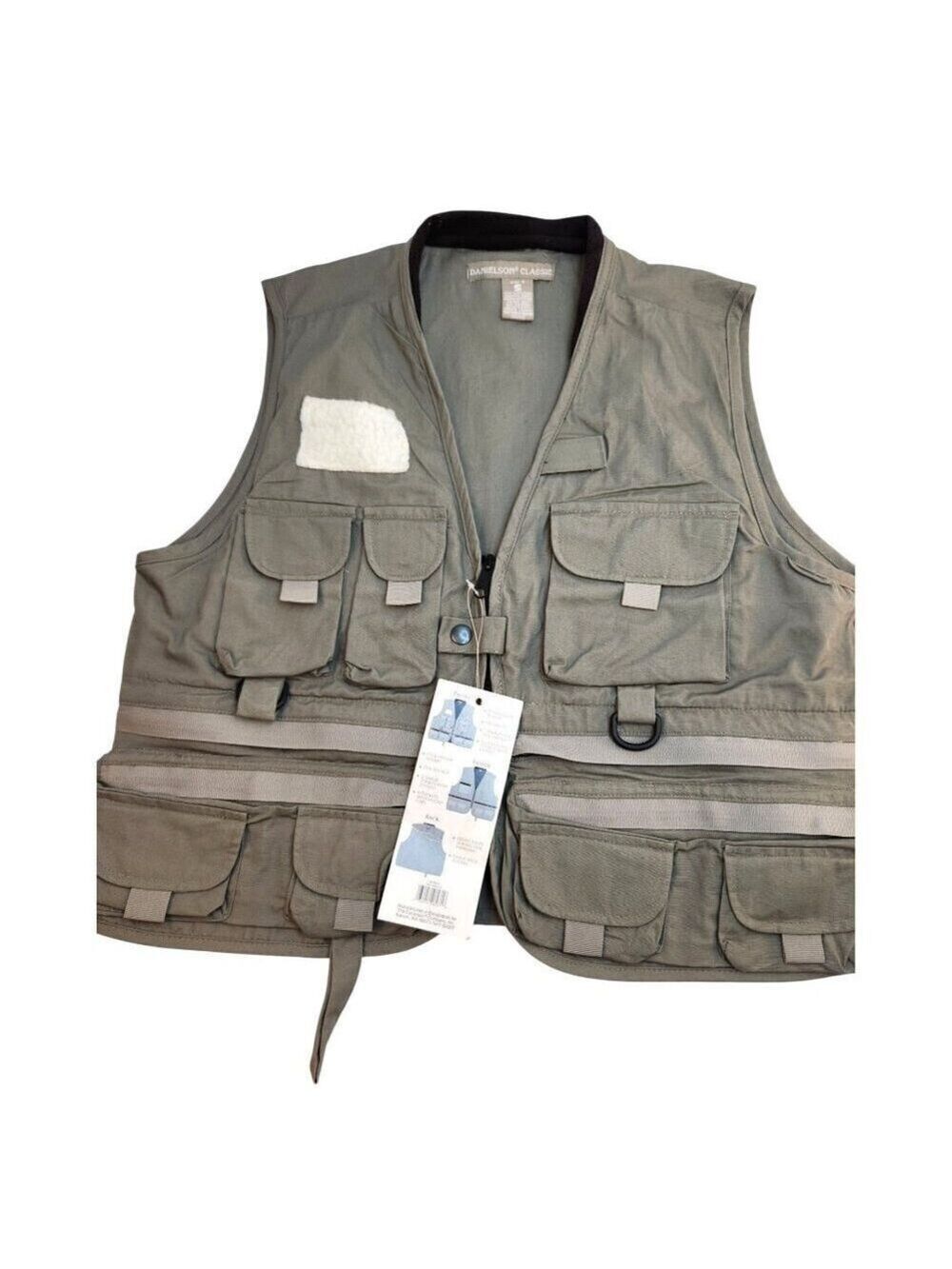 Anglers Fishing Vest Green Cotton Adjustable Pockets